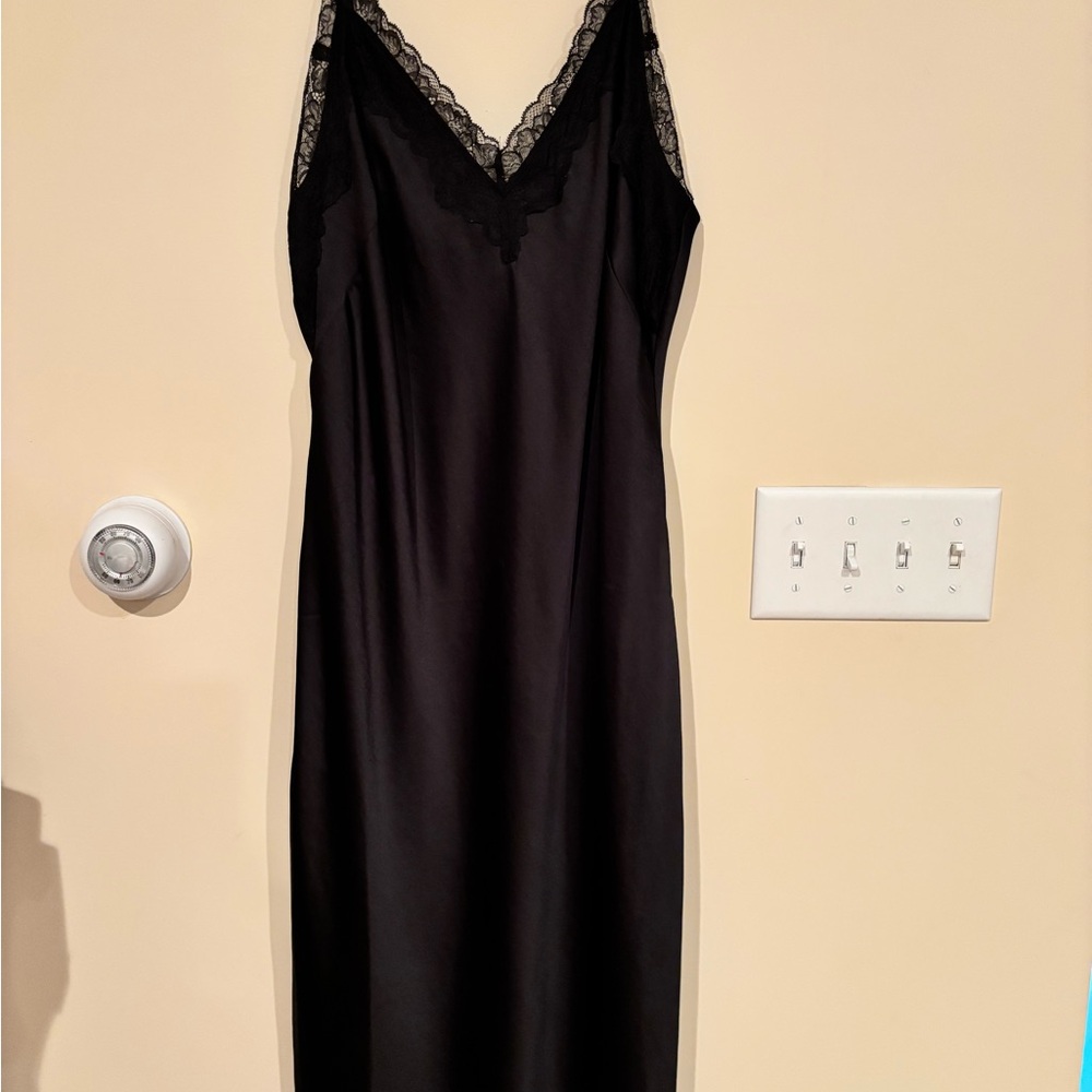 Express Black Lace Trim Slip Dress